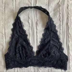 Free People Galloon Lace Halter Bra Black XS